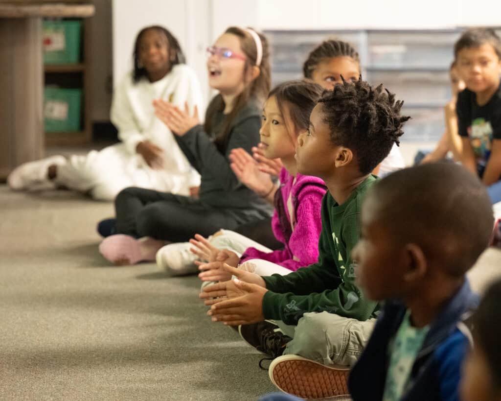 Students participating in Morning Meeting