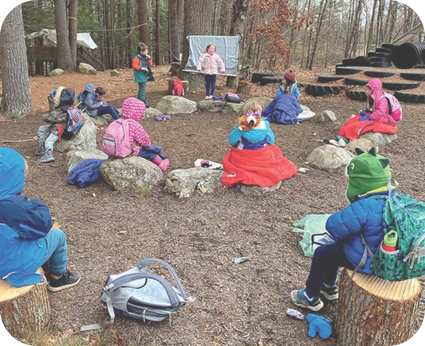 Students gathered in an outdoor classroom